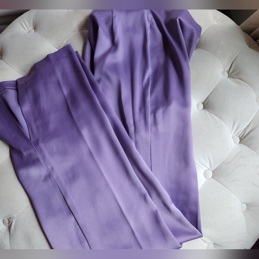 Zara flare satin effects pants side slit lilac size M BNWT - Picture 4 of 6
